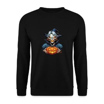 Halloween squelette crâne horreur avec citrouille - Sweat-shirt Unisexe - noir - Devant - Alina (178cm) & Michal (187cm)