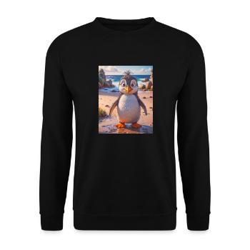 super cute birds around the world – Pinguin - Unisex Sweatshirt - black - Front - Alina (178cm) & Michal (187cm)