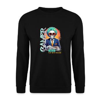 Le dicton des joueurs joue avec passion - Sweat-shirt Unisexe - noir - Devant - Alina (178cm) & Michal (187cm)
