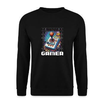 Retro Gamer Abenteuer Joystick - Unisex Pullover - Schwarz - Vorne - Alina (178cm) & Michal (187cm)