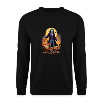 Vampire d’Halloween avec des citrouilles et des chauves-souris - Sweat-shirt Unisexe - noir - Devant - Alina (178cm) & Michal (187cm)