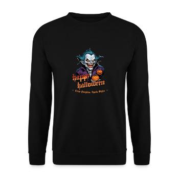 Halloween Vampir Mit Kürbissen - Unisex Pullover - Schwarz - Vorne - Alina (178cm) & Michal (187cm)