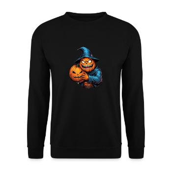 Halloween Pumpkin Witch Hat Midnight - Unisex Sweatshirt - black - Front - Alina (178cm) & Michal (187cm)