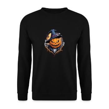 Halloween Pumpkin Witch Hat Midnight - Unisex Sweatshirt - black - Front - Alina (178cm) & Michal (187cm)