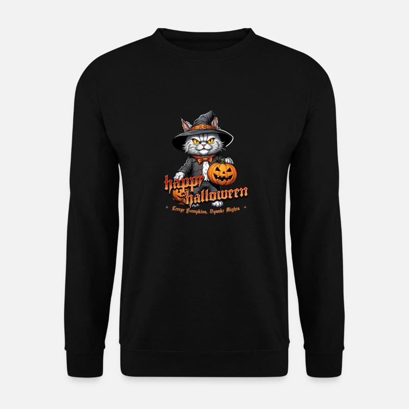 Halloween Cat with Pumpkin - Unisex Sweatshirt - black