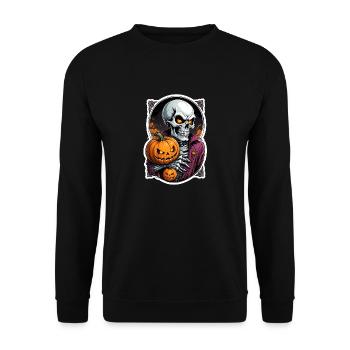 Halloween Crâne Citrouille Crâne Crâne Effrayant - Sweat-shirt Unisexe - noir - Devant - Alina (178cm) & Michal (187cm)
