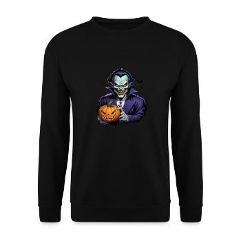 Vampire d’Halloween avec citrouille et chauves-souris - Sweat-shirt Unisexe - noir - Devant - Alina (178cm) & Michal (187cm)
