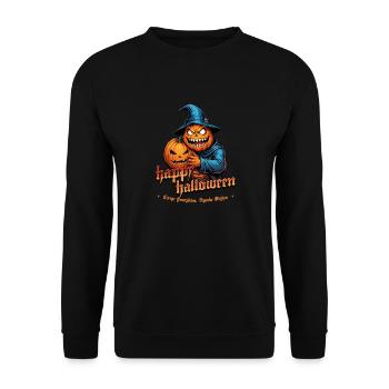 Halloween Pumpkin Witch Hat Midnight - Unisex Sweatshirt - black - Front - Alina (178cm) & Michal (187cm)