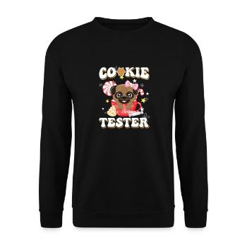 Cookie Tester hund Weihnachtsfreude - Unisex Pullover - Schwarz - Vorne - Alina (178cm) & Michal (187cm)