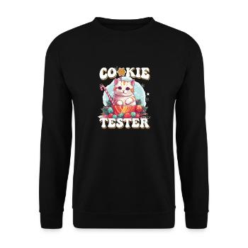 Cute Cookie Tester Kitten Illustration - Unisex Sweatshirt - black - Front - Alina (178cm) & Michal (187cm)