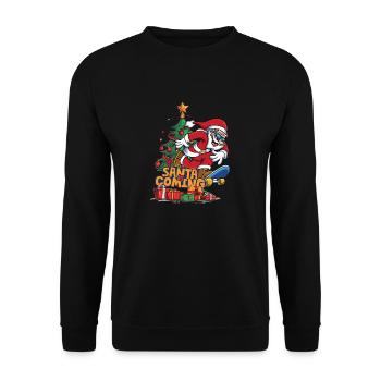 S’amuser à faire du skateboard avec le Père Noël - Sweat-shirt Unisexe - noir - Devant - Alina (178cm) & Michal (187cm)