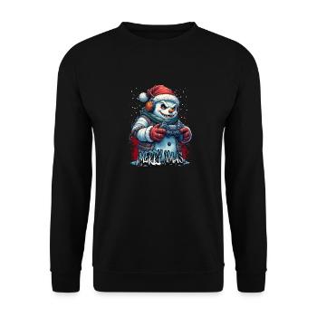 Méchant Noël Gamer Bonhomme de neige Joyeux Noël - Sweat-shirt Unisexe - noir - Devant - Alina (178cm) & Michal (187cm)