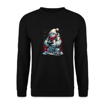 Méchant Noël Gamer Bonhomme de neige Joyeux Noël - Sweat-shirt Unisexe - noir - Devant - Alina (178cm) & Michal (187cm)