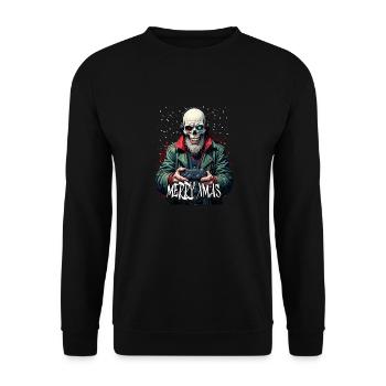 Joyeux Noël Gamer Crâne Design - Sweat-shirt Unisexe - noir - Devant - Alina (178cm) & Michal (187cm)