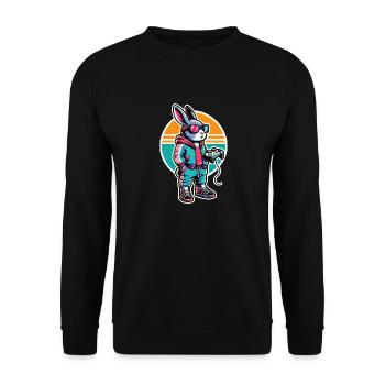 Gamer bunny with controller in retro look - Unisex Sweatshirt - black - Front - Alina (178cm) & Michal (187cm)