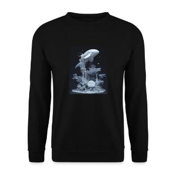 magischer Wal - Unisex Pullover - Schwarz - Vorne - Alina (178cm) & Michal (187cm)