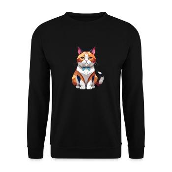 Cat Playful Adorable Fun Animal Colorful Geometric - Unisex Sweatshirt - black - Front - Alina (178cm) & Michal (187cm)