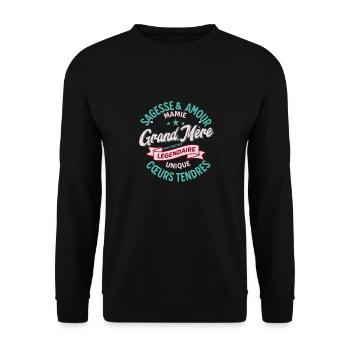 "Legendäre Großmutter: Liebe und Weisheit" M2 - Unisex Pullover - Schwarz - Vorne - Alina (178cm) & Michal (187cm)