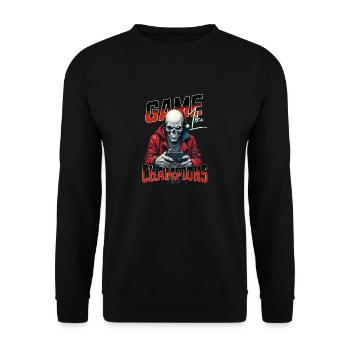 Game Like Champions Mit Totenkopf und Controller - Unisex Pullover - Schwarz - Vorne - Alina (178cm) & Michal (187cm)