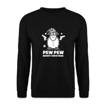Pew Pew Sheep Santa Claus Gift Idea - Unisex Sweatshirt - black - Front - Alina (178cm) & Michal (187cm)