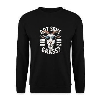 Drôle de dicton de chèvre – Avez-vous de l’herbe ? - Sweat-shirt Unisexe - noir - Devant - Alina (178cm) & Michal (187cm)