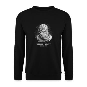 Sokrates-Witz für Philosophie-Fans - Unisex Pullover - Schwarz - Vorne - Alina (178cm) & Michal (187cm)
