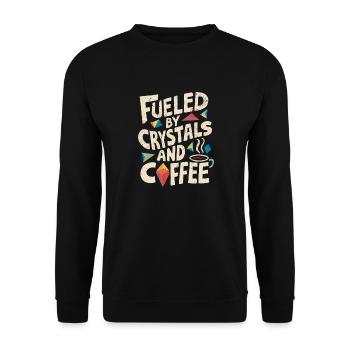 Energie durch Kristalle und Kaffee - Unisex Pullover - Schwarz - Vorne - Alina (178cm) & Michal (187cm)