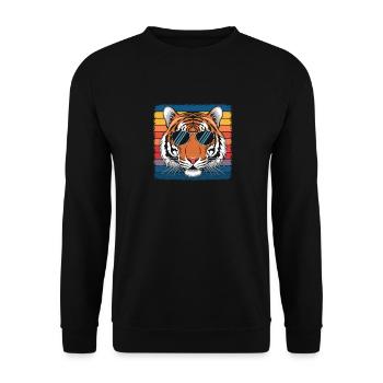 Tiger Tier Zoo Wildtier - Unisex Pullover - Schwarz - Vorne - Alina (178cm) & Michal (187cm)