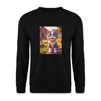 super cute animals on a farm – cat - Unisex Sweatshirt - black - Front - Alina (178cm) & Michal (187cm)
