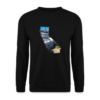 California Capitol in der California Landkarte - Unisex Pullover - Schwarz - Vorne - Alina (178cm) & Michal (187cm)