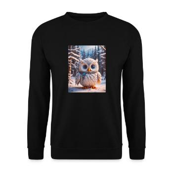 Super süße Tiere im Wald – Schneeeule - Unisex Pullover - Schwarz - Vorne - Alina (178cm) & Michal (187cm)