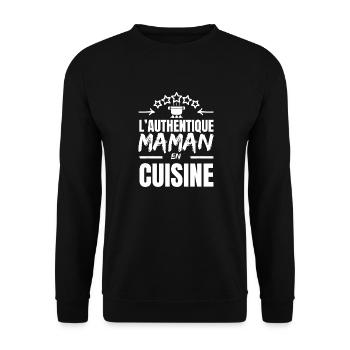 THE AUTHENTIC MOM - Unisex Sweatshirt - black - Front - Alina (178cm) & Michal (187cm)