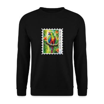 Illustration à l’aérographe « Parrot 04 » DE - Sweat-shirt Unisexe - noir - Devant - Alina (178cm) & Michal (187cm)