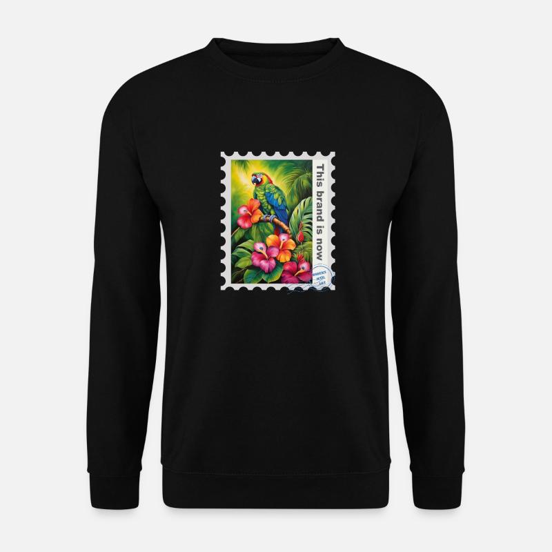 Airbrush-Illustration "Papagei 02" EN - Unisex Pullover - Schwarz