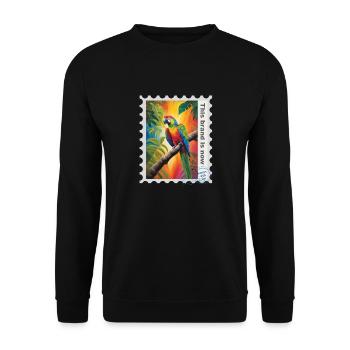 Airbrush-Illustration "Papagei 07" EN - Unisex Pullover - Schwarz - Vorne - Alina (178cm) & Michal (187cm)