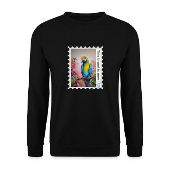 Illustration à l’aérographe « Parrot 08 » FR - Sweat-shirt Unisexe - noir - Devant - Alina (178cm) & Michal (187cm)
