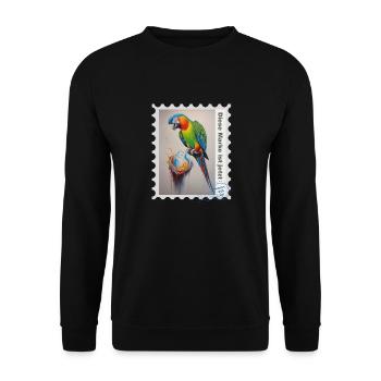 Airbrush illustration "Parrot 09" DE - Unisex Sweatshirt - black - Front - Alina (178cm) & Michal (187cm)