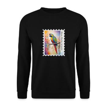 Airbrush-Illustration "Papagei 10" DE - Unisex Pullover - Schwarz - Vorne - Alina (178cm) & Michal (187cm)