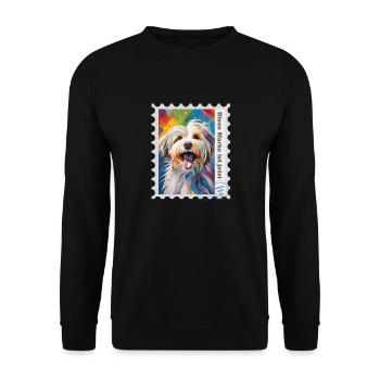 Airbrush-Illustration "Havaneser 02" DE - Unisex Pullover - Schwarz - Vorne - Alina (178cm) & Michal (187cm)