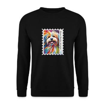 Illustration à l’aérographe « Havanese 10 » DE - Sweat-shirt Unisexe - noir - Devant - Alina (178cm) & Michal (187cm)