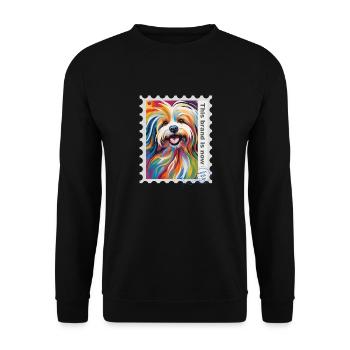 Illustration à l’aérographe « Bichon Havanais 10 » FR - Sweat-shirt Unisexe - noir - Devant - Alina (178cm) & Michal (187cm)