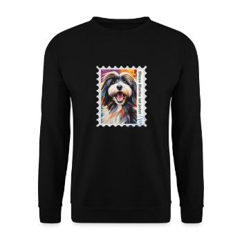 Illustration à l’aérographe « Havanese 11 » DE - Sweat-shirt Unisexe - noir - Devant - Alina (178cm) & Michal (187cm)