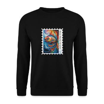 Airbrush-Illustration „Fische 07“ DE - Unisex Pullover - Schwarz - Vorne - Alina (178cm) & Michal (187cm)