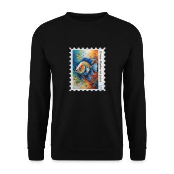 Airbrush illustration "Fish 08" EN - Unisex Sweatshirt - black - Front - Alina (178cm) & Michal (187cm)