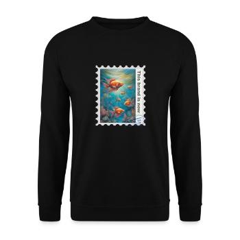 Airbrush-Illustration „Fische 06“ EN - Unisex Pullover - Schwarz - Vorne - Alina (178cm) & Michal (187cm)