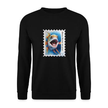Illustration à l’aérographe « Fish 05 » FR - Sweat-shirt Unisexe - noir - Devant - Alina (178cm) & Michal (187cm)