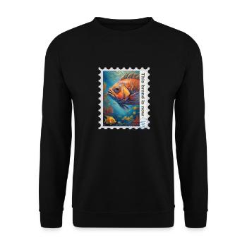 Illustration à l’aérographe « Poisson 10 » FR - Sweat-shirt Unisexe - noir - Devant - Alina (178cm) & Michal (187cm)