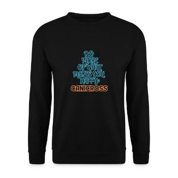 Canicross Do more of what makes you blau/orange - Unisex Pullover - Schwarz - Vorne - Alina (178cm) & Michal (187cm)
