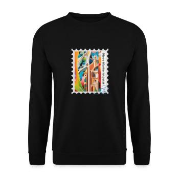 Illustration à l’aérographe « Architecture 01 » DE - Sweat-shirt Unisexe - noir - Devant - Alina (178cm) & Michal (187cm)