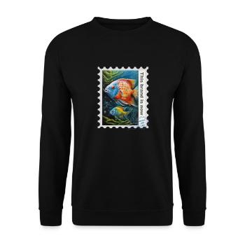 Airbrush-Illustration „Fische 13“ EN - Unisex Pullover - Schwarz - Vorne - Alina (178cm) & Michal (187cm)